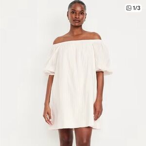 Old Navy Cream Puff Sleeve Mini Dress